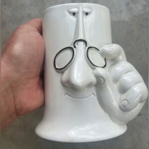 Fitz and Floyd Rare Vintage Porcelain Face Eye Glass Holder Cover Rare